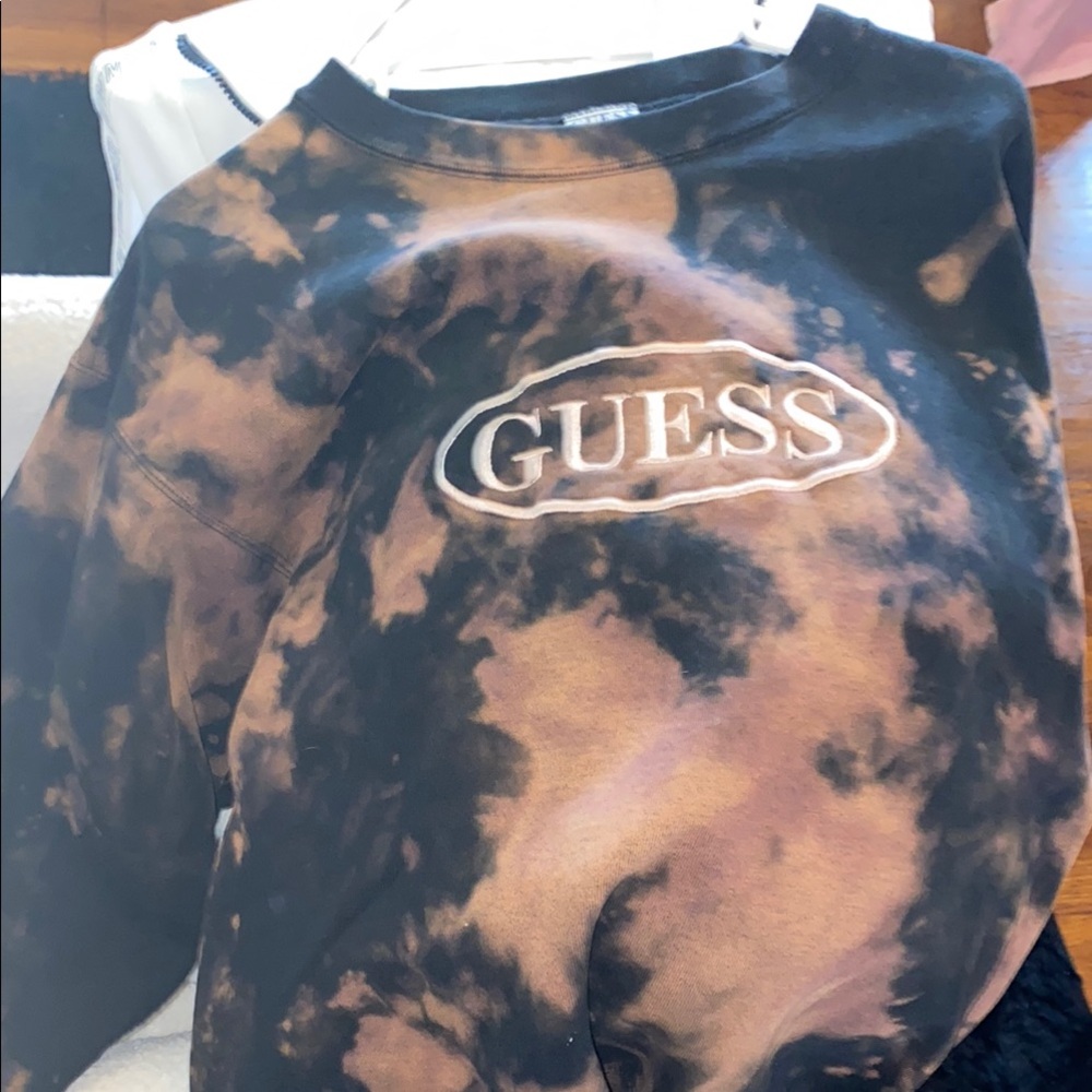 Guess Logo Black and Brown Tie-Dye Sweatshirt